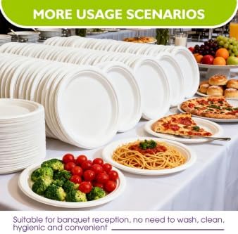 Compostable Paper Plates 10 Inch 500 Pack, Biodegradable Disposable Plates Heavy Duty White Plates, Made of Natural Sugarcane Bagasse, Unbleached Round Dinner Plates - Image 6