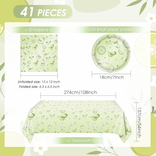 41Pcs Martini Birthday Party Decorations,A Tiny Bit Older Birthday Decor Set Weenies and Tinies Party Martini Napkins Plates Tablecloth丨Green Martini Bridal Shower Casino Bachelorette Party,Serves 20 - Image 2