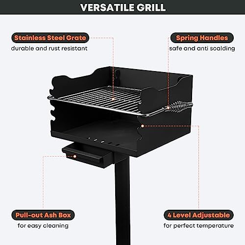 Stanbroil Park Style Charcoal Grill with Adjustable Stainless Steel Grate - Image 4