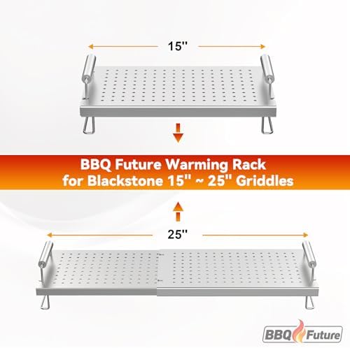 BBQ Future Adjustable Griddle Warming Rack for Blackstone 17 22 28 36 Inch Griddle, Stainless Steel Grill Warming Rack for Weber Charbroil Camp Chef and Most Tabletop Flattop Griddle Accessories - Image 4