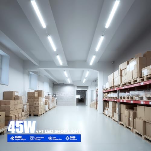 Barrina LED Shop Lights 4FT for Workshop, Garage, 45W 5000LM 6500K, 2 Packs - Image 2