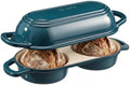Enameled Cast Iron Bread Loaf Pan with Lid,Double Sourdough Baking Pan-Teal by RYEDE