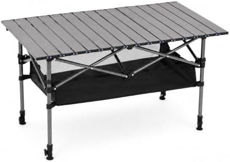 Portable Folding Camping Table, Adjustable Height, Black, 37 x 21 in by FXKS