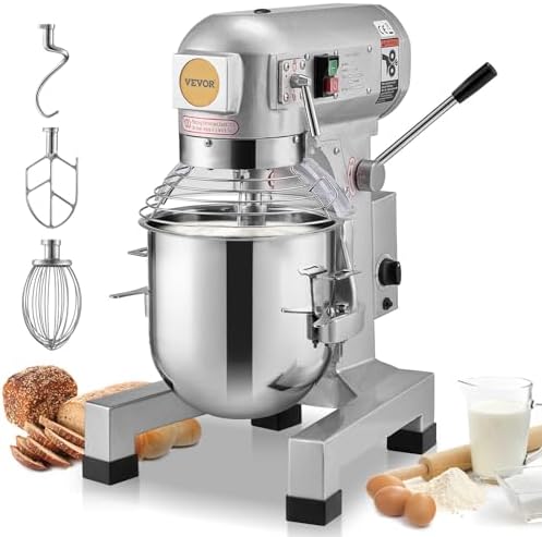 VEVOR Commercial Food Mixer 20Qt, Commercial Mixer with 3 Adjustable Speeds, 1100W Dough Mixer,Commercial Stand Mixer with Stainless Steel Bowl by VEVOR