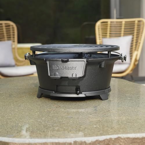 IronMaster Hibachi Grill, 100% Cast Iron, Tabletop Small Portable Charcoal Grill for Outdoor Camping - 2 Heights, Air Control, Coal Door, Ideal for 2 People - Image 6