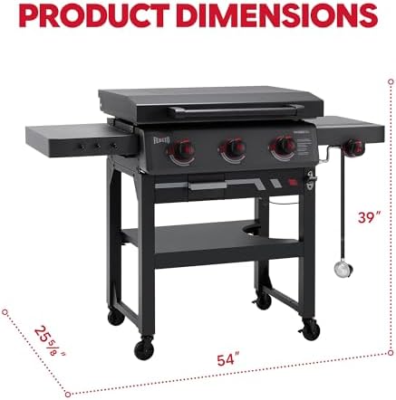 Feasto 28-Inch 3 Burner Propane Flat Top Grill with Hood and Side Burner - Image 3
