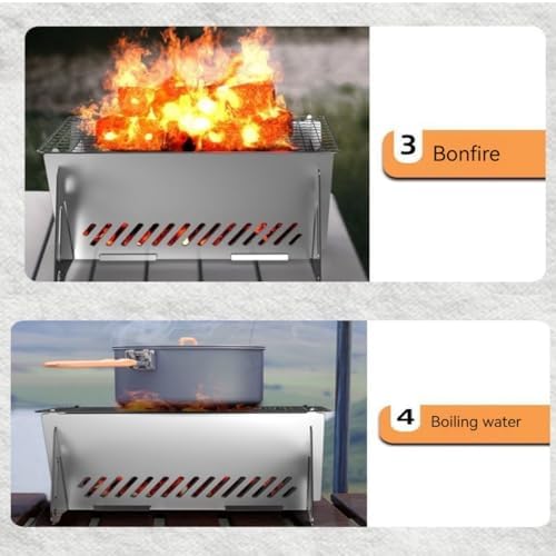 WINB Portable Folding BBQ Grill with Carry Bag for 1-2 People - Mini Charcoal Grill for Camping, Compact Stainless Steel Fire Pit, Outdoor Grill for Backyard, Hiking & Picnic (8.2X5.5 IN) - Image 6