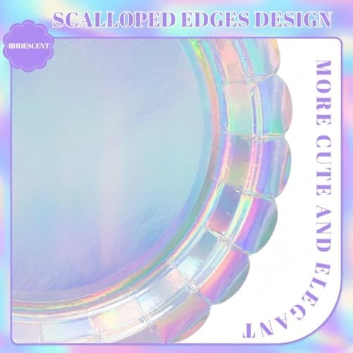 NatNarr 30 Pack Iridescent Plates, 9" Holographic Dessert Cake Plates - Image 3