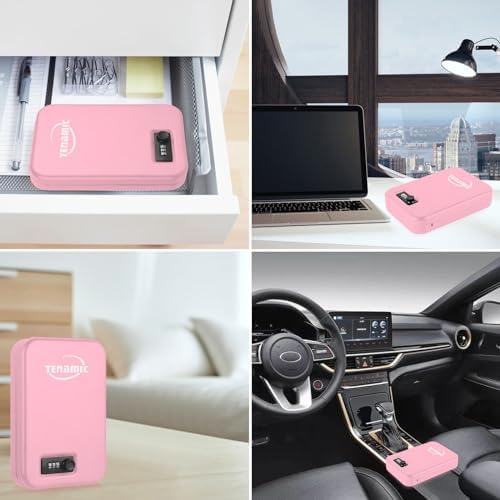 TENAMIC Pistol Safe, Portable Travel Gun Safe, Solid Steel Handgun Lock Box for Home, Gun Safes for Car, Pink - Image 7