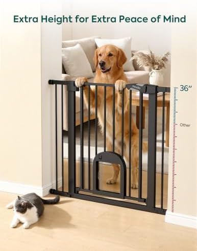 Babelio 36" Tall Pet Gate with Cat Door, CatPrivilege III, 29-43" - Image 2