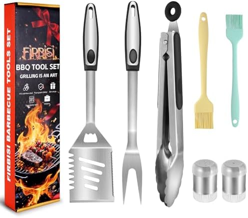 BBQ Grill Tool Set BBQ Grilling Accessories Set 8PC Barbecue Grill Tools Utensils Set for Outdoor with Spatula, Fork, Brush, Tongs, Seasoning Bottle Grilling Gifts for Men Dad by Unknown