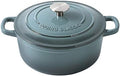 EDGING CASTING Enameled Cast Iron Round Dutch Oven with Lid Dual Handle Pot Bread Ovens, 7 Quart, Slateblue by EDGINGCOOKWARE