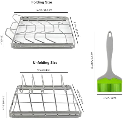 Stainless Steel Foldable Rib Racks for Smoking – 2 Pack (10 Inch), with Large Silicone Basting Pastry Brushes – Perfect for Grilling, BBQ Accessories - Image 2