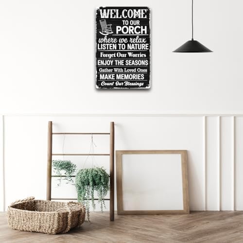 BEASTZHENG Porch Rules Metal Tin Sign Outdoor Iron Plaque Signs Wall Art Porch Rule Wall Decor Relax Take Naps Quotes Rustic Vintage Tin Iron Hanging Gift for Farmhouse Patio Garden Door Decoration - Image 5