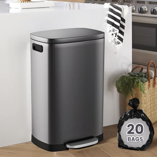 ELPHECO Kitchen Trash Can with Lid 13 Gal Stainless Steel Pedal Garbage Can - Image 2