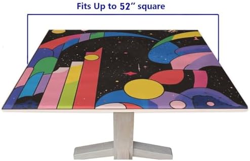 Fitted Table Cloth, Modern Geometric Pattern Printed on Washable Outdoor Square Table Cover, Great for Outdoor Picnics Patio Lunch, Fit for 52" x 52" Square Tables - Image 5