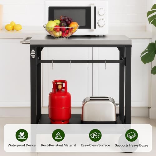 Endark Grill Cart, Grill Table, Outdoor Kitchen, Rolling Dining Table, Stainless Steel Tabletop, Outdoor Garden Patio BBQ Kitchen Food Prep Table Cart - Image 5