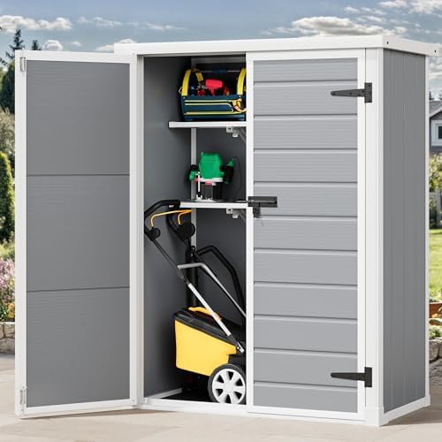 DWVO Outdoor Tall Storage Shed 50 Cuft with 2 Shelves and Floor by DWVO
