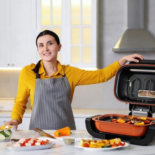 Electric Grill, Techwood 3-in-1 Indoor Grill, Odor-Free 3-Layer Filter Korean BBQ Grill, Timer Control Knob, Double Sided Heating, Roast, Toast, Grill & More for Parties & Everyday Meals, 1300W - Image 2