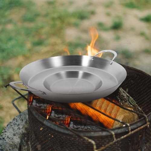 Hemoton Stainless Steel Concave Frying Pan 38cm Flat Bottom - Image 4