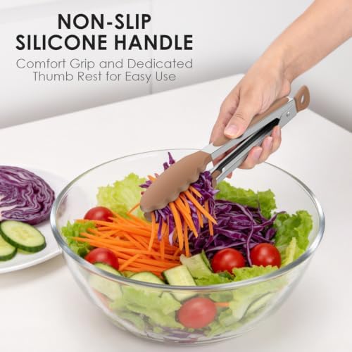 HOTEC Stainless Steel Kitchen Tongs with Silicone Tips, Set of 3-7",9" &12" - Image 6