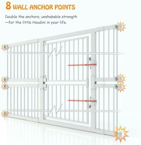 74.8" Extra Tall pet Gate,29.5-51.6" Wide cat gate for Doorway Pet Gate with Cat Doors NO Drilling Pressure Mount Kit for Cats and Dogs Indoor Doorways liveing Room Bedroom，White - Image 3