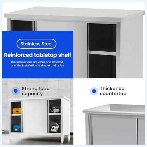 Hally Stainless Steel Cabinet 24"x60" Commercial Heavy Duty Prep Workbench - Image 5