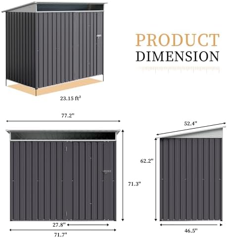 Vongrasig Outdoor Storage Shed, 6 x 4 FT Outside Metal Garden Shed with Window and Lockable Door, Waterproof Tool Shed for Backyard Patio, Lawn and Garden (Dark Gray) - Image 3