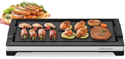 Indoor Grill & Electric Griddle, 1800W 20-Inch XL Nonstick Electric Skillet Griddle with Adjustable Temperature & Drip Tray, Easy to Clean – For Breakfast, Pancakes, Eggs, Teppanyaki by GoldenPrairie
