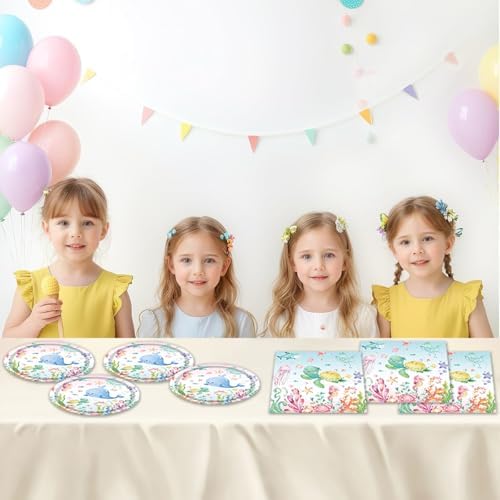 Egami 40pcs Under the Sea Party Supplies,include 20 Dessert plate and 20 Napkin,Ocean Turtle Party Plate Napkin Set,Used for Ocean Sea Animal Party Decoration (multicolor 1) - Image 5