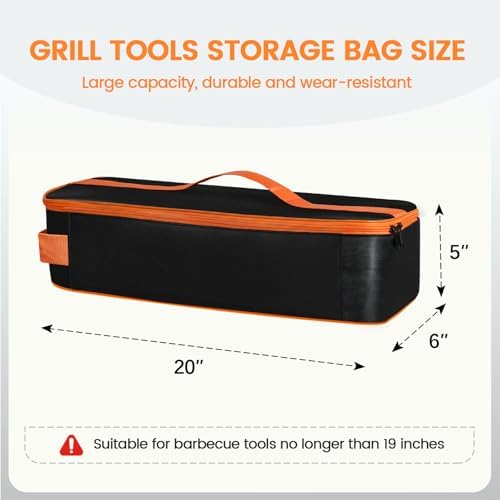 Grill Tool Storage Bag for Outdoor Barbecue, 20 in, Black, Flip-Top - Image 2
