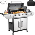 Kendane 4-Burner Propane Gas BBQ Grill with Side Burner, Barbecue Gas Grill with Enameled Cast Iron Grates for Outdoor Patio Garden Barbecue, 53,000 BTU, Stainless Steel Grill Cover included by Kendane