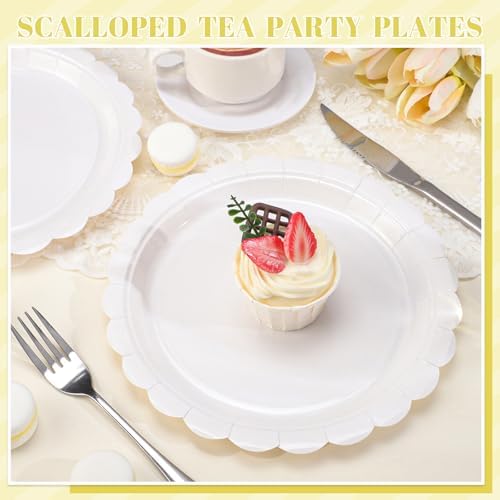 NatNarr 30 Pcs Scalloped Plates 9 Inch Disposable Graduation Paper Plates White Cute Dessert Cake Plate Dinner Party Plate for Congrats Grad, Wedding, Birthday, Engagement (Pack of 3) - Image 5