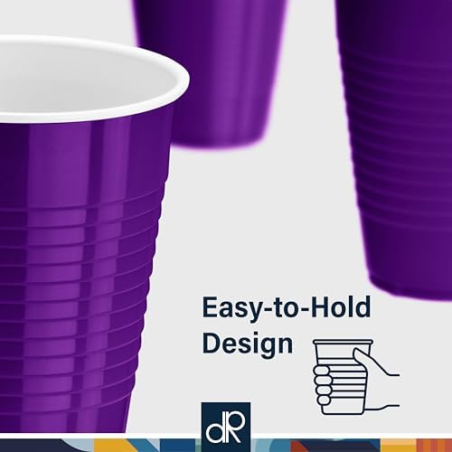 DecorRack Purple Plastic Cups, 12 oz Disposable Cups, Reusable Party Supplies (40 Count) - Image 4