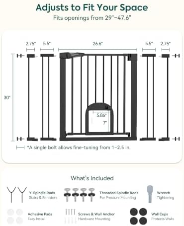Babelio Extra Wide Dog Gate with Cat Door, CatPrivilege III, 29-48" - Image 6