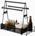 Grill caddy, BBQ Caddy Organizer with Paper Towel Holder, Black Metal Grill Accessory Rack, Kitchen Condiment Storage Basket with Utensil Holder by Unknown
