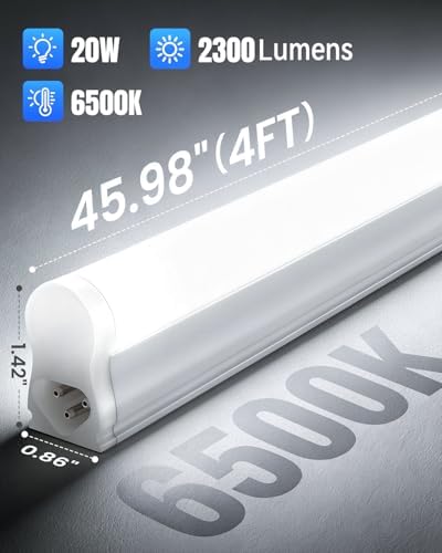 T5 LED Shop Lights 4FT, 20W 2300lm 6500K, Cabinet and Garage Light 8 Pack - Image 6