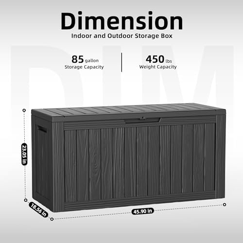 DRATO 85 Gallon Deck Boxes Outdoor Waterproof, Resin Large Lockable Storage Box with Lid, Outdoor Storage Bench Patio Cushions Furniture, Garden Tools, Pool Accessories (Black, 85 Gallon) - Image 2