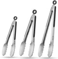 TACGEA Stainless Steel Kitchen Tongs, Silicone Non-slip Grip, Locking Grilling Food Tongs Set of 3-7inch, 9inch and 12inch by TACGEA