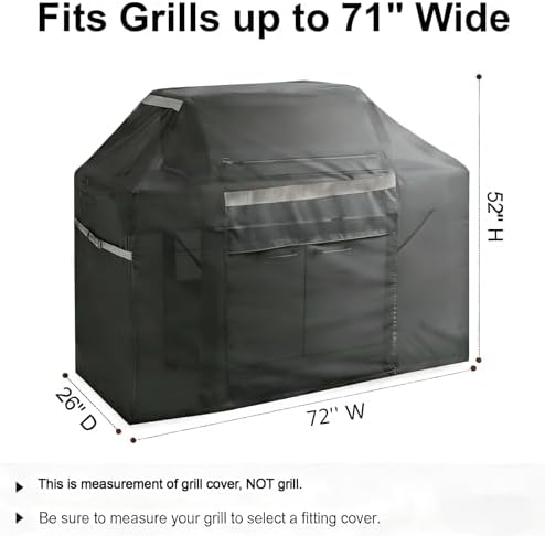 72 Inch Waterproof BBQ Grill Cover - UV Fade Resistant Heavy Duty Black Cover, Outdoor Patio Grill Cover for Weber Char-Broil Nexgrill - Image 2