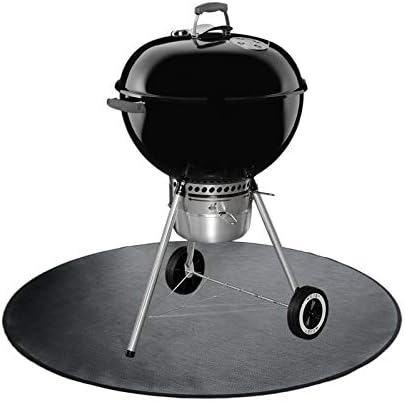 Round Ember Mat for Under Grill Fire Pit, Fire Pits Mat for Deck, Flame Retardant Heat Resistant BBQ Gas Grill Air Fryer Protective Mat for Patio Lawn Ground Outdoor Campsite Firepfoof Pad Black (36") by BOOFIRE