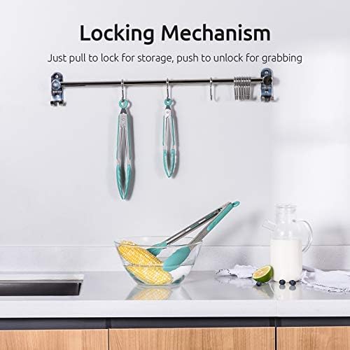 U-Taste Kitchen Tongs for Cooking, 600ºF Heat-Resistant Tps, 3Pcs/Aqua Sky - Image 5