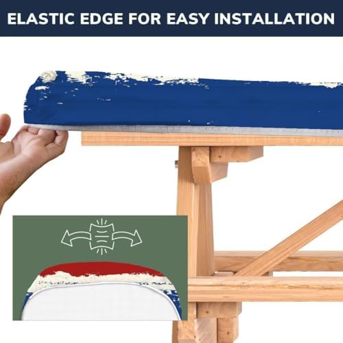 CAPSCEOLL Fitted Picnic Table Cover with Bench Covers 6ft - Red Blue - Image 3