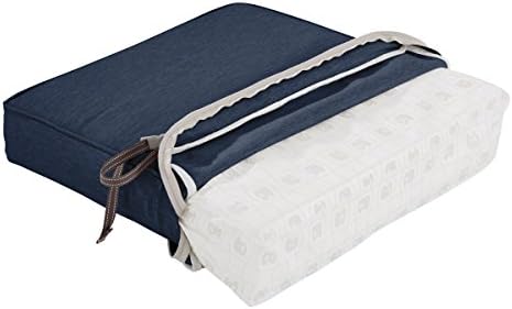 Classic Accessories Montlake Water-Resistant 21 x 21 x 3 Inch Square Outdoor Seat Cushion, Patio Furniture Chair Cushion, Heather Indigo Blue, Outdoor Cushion Cover - Image 4
