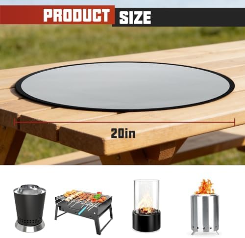 20" Tabletop Fire Pit Mat for Solo Stove Mesa XL, Table Top Protector-Silv - Image 2