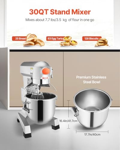 Happybuy 30Qt Commercial Food Mixer Timing Function 1250W Commercial Mixer - Image 5