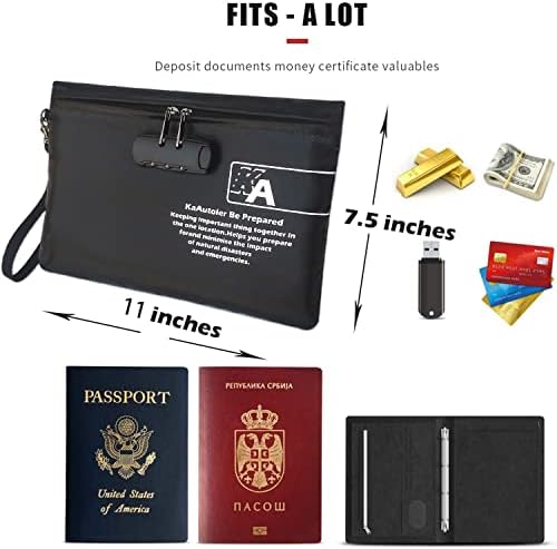 Fireproof Money Bag with Lock KaAutoler Fireproof and Waterproof Cash Bag with Zipper Closure Fireproof Money Pouch Locking Accessories Pouch for Cash (11"*7.5") - Image 3