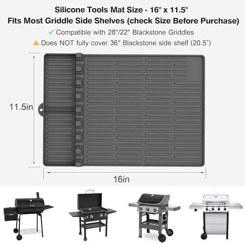 Silicone Grill Mat for Blackstone Griddle Accessories, 8-Slot Tool Mat - Image 4