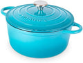 Cast Iron Pot with Lid - Non-Stick Ovenproof Enamelled Casserole Pot, Oven Safe up to 500° F-Sturdy Dutch Oven Cookware - Blue, 5-Quart, 24cm-by Nuovva by Nuovva