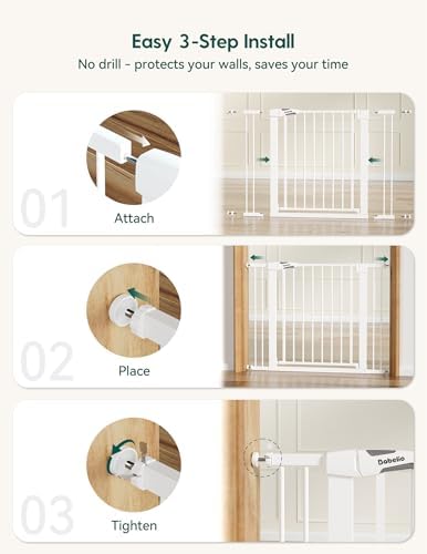 Babelio 29-55" Extra Wide Baby Gate with Door, PressGuard P7, White - Image 4